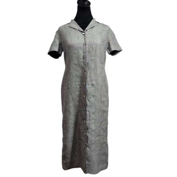 Vintage Talbots Petite Irish Linen Buttoned Down Short Sleeved Dress Women's 2P - Picture 3 of 8